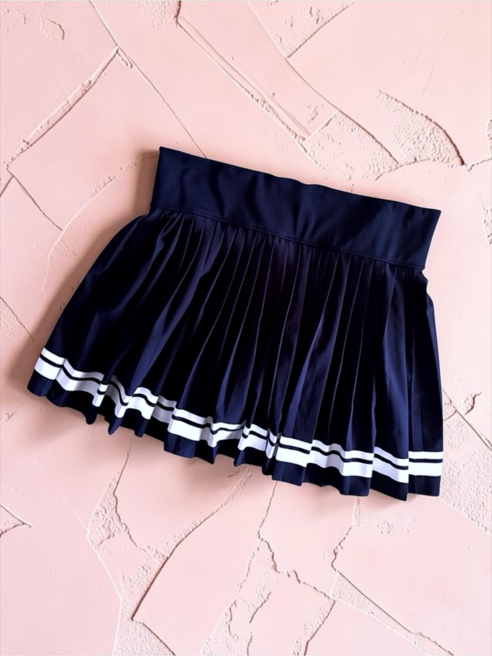 Sincerely Jules Navy Pleated Skirt Varsity Stripes & Built‑In Shorts Women’s M - Picture 2 of 8